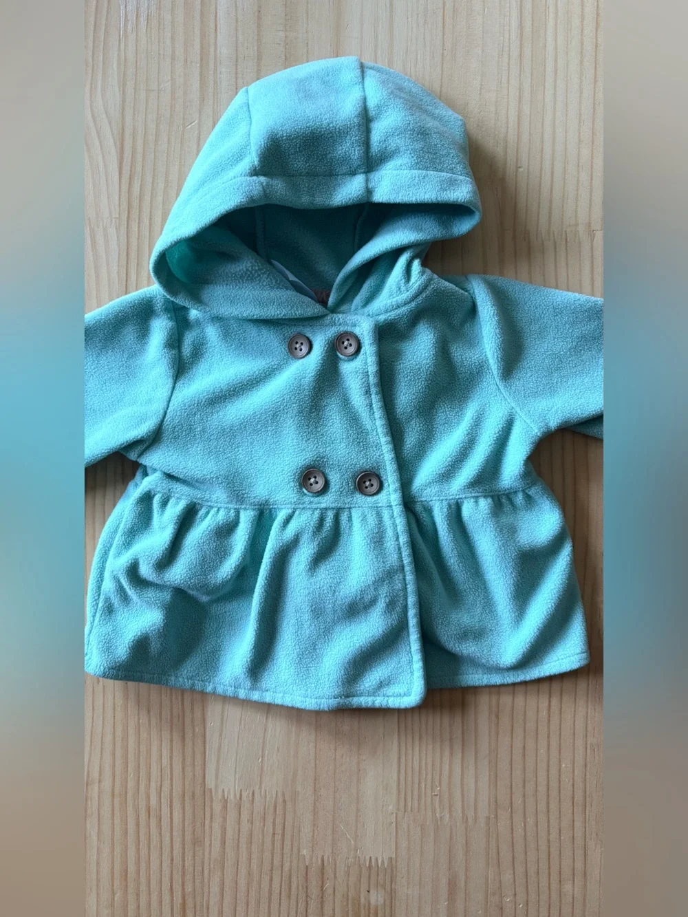 Carter's Light Aqua Hooded Double-Breasted Pea Coat